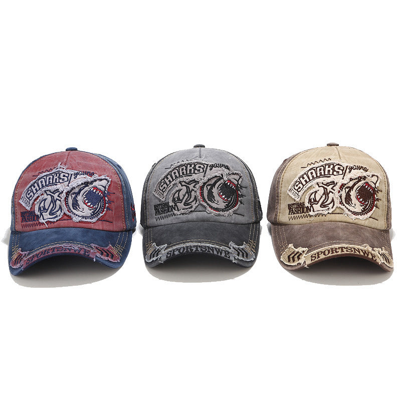 Byerclub Vintage Shark Embroidered Baseball Cap