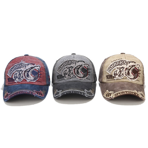 Byerclub Vintage Shark Embroidered Baseball Cap