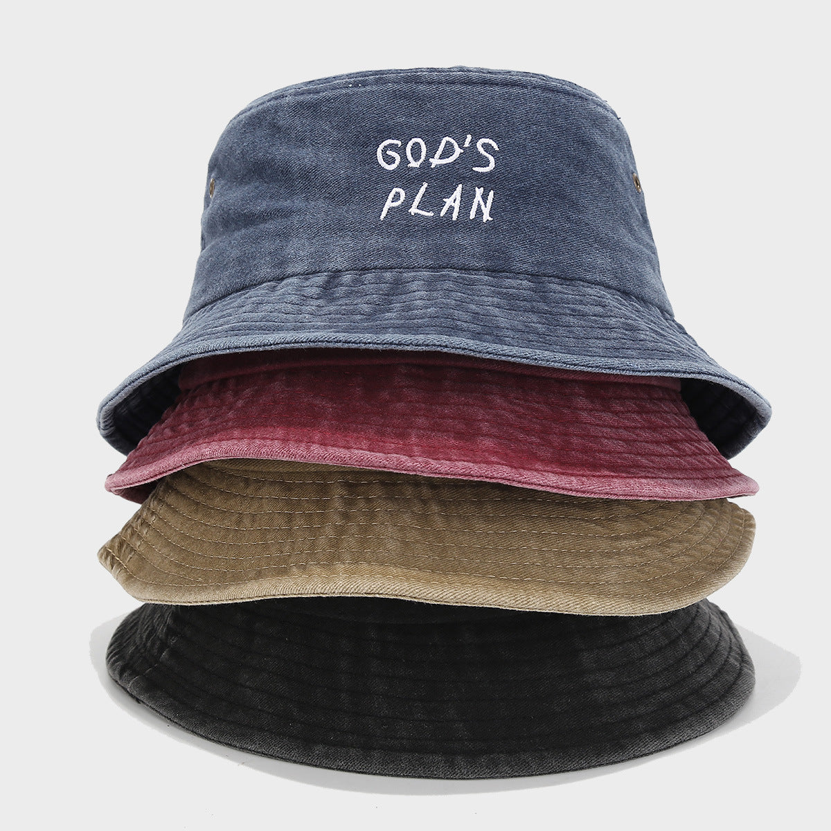 God's Plan Washed Bucket Hat | 4-Color Faith Fisherman Cap