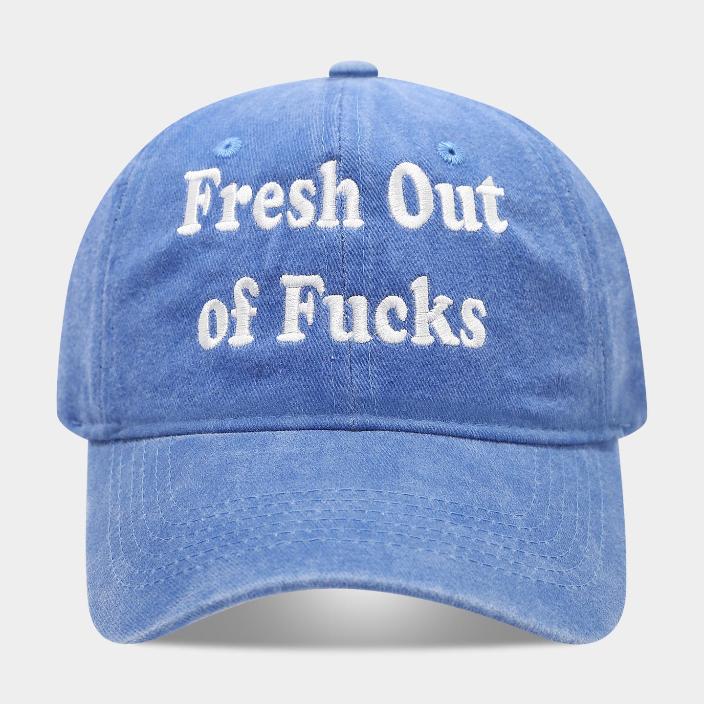 Fresh Out of Fucks Vintage Washed Baseball Cap | Gothic Embroidered Dad Hat | Byerclub