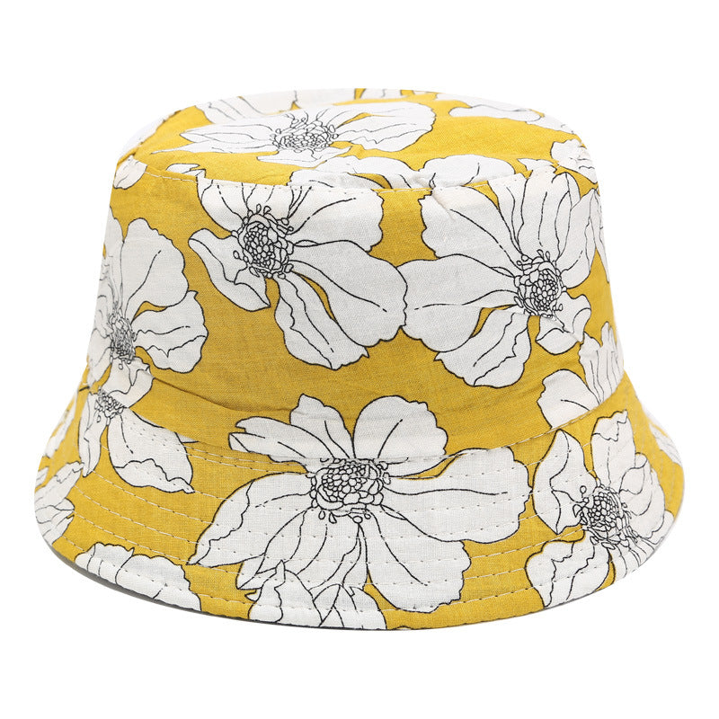 Floral Line Art Bucket Hat | 4-Color Reversible Fisherman Cap