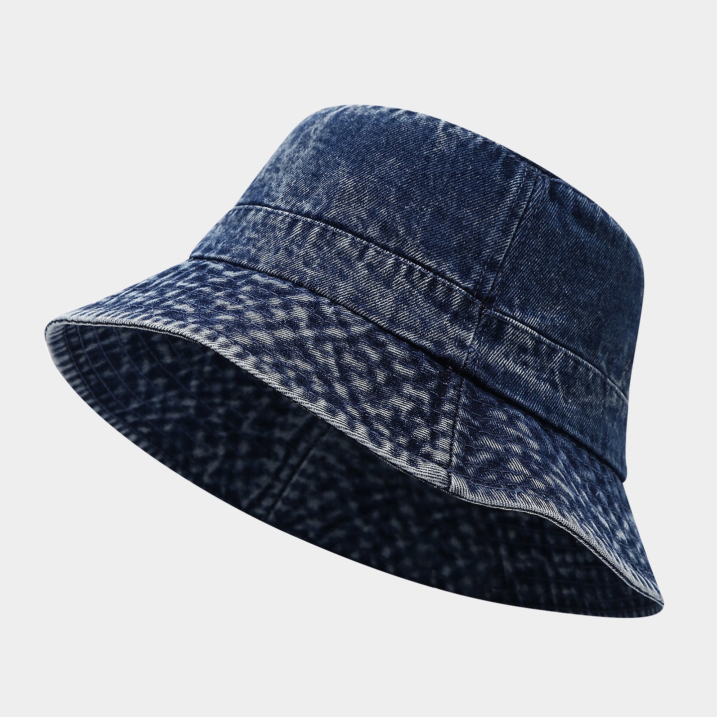 Vintage Washed Denim Bucket Hat – Distressed Woven Texture Fisherman Cap