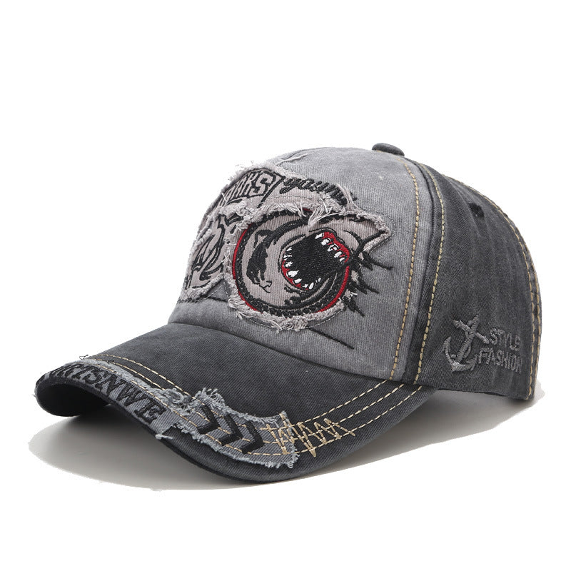 Byerclub Vintage Shark Embroidered Baseball Cap