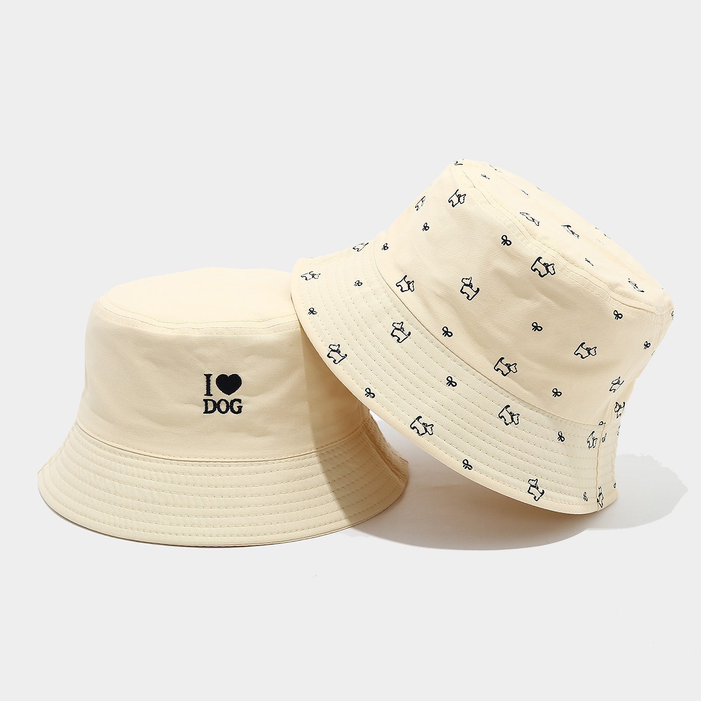 Reversible Dog Print Bucket Hat | I Love Dog Embroidery | 2-Sided Wear | Byerclub