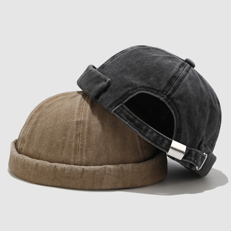 Vintage Washed Docker Cap | 4-Color Brimless Sailor Hat