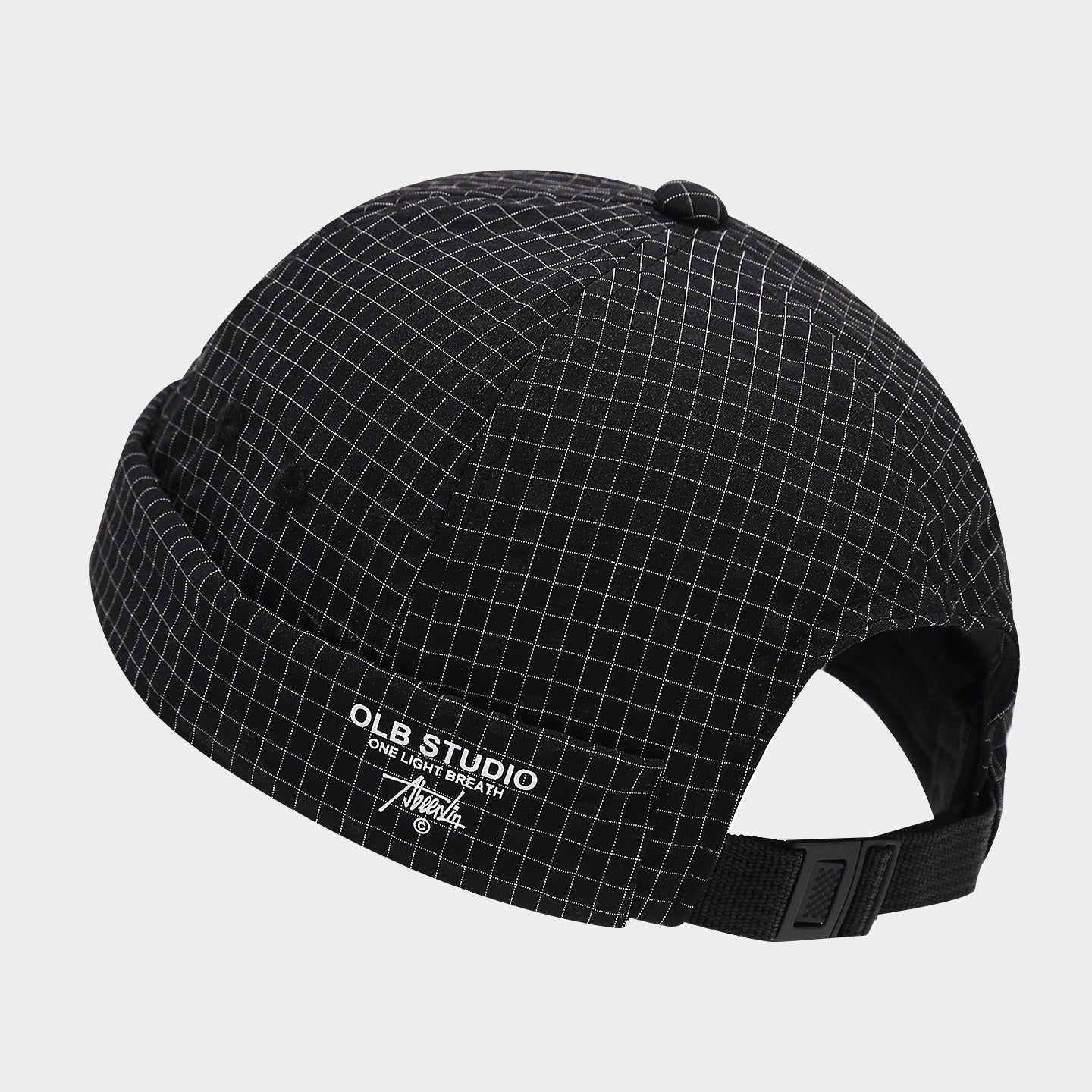 Vintage Grid Docker Cap | Adjustable Buckle Brimless Hat | Streetwear Miki Cap