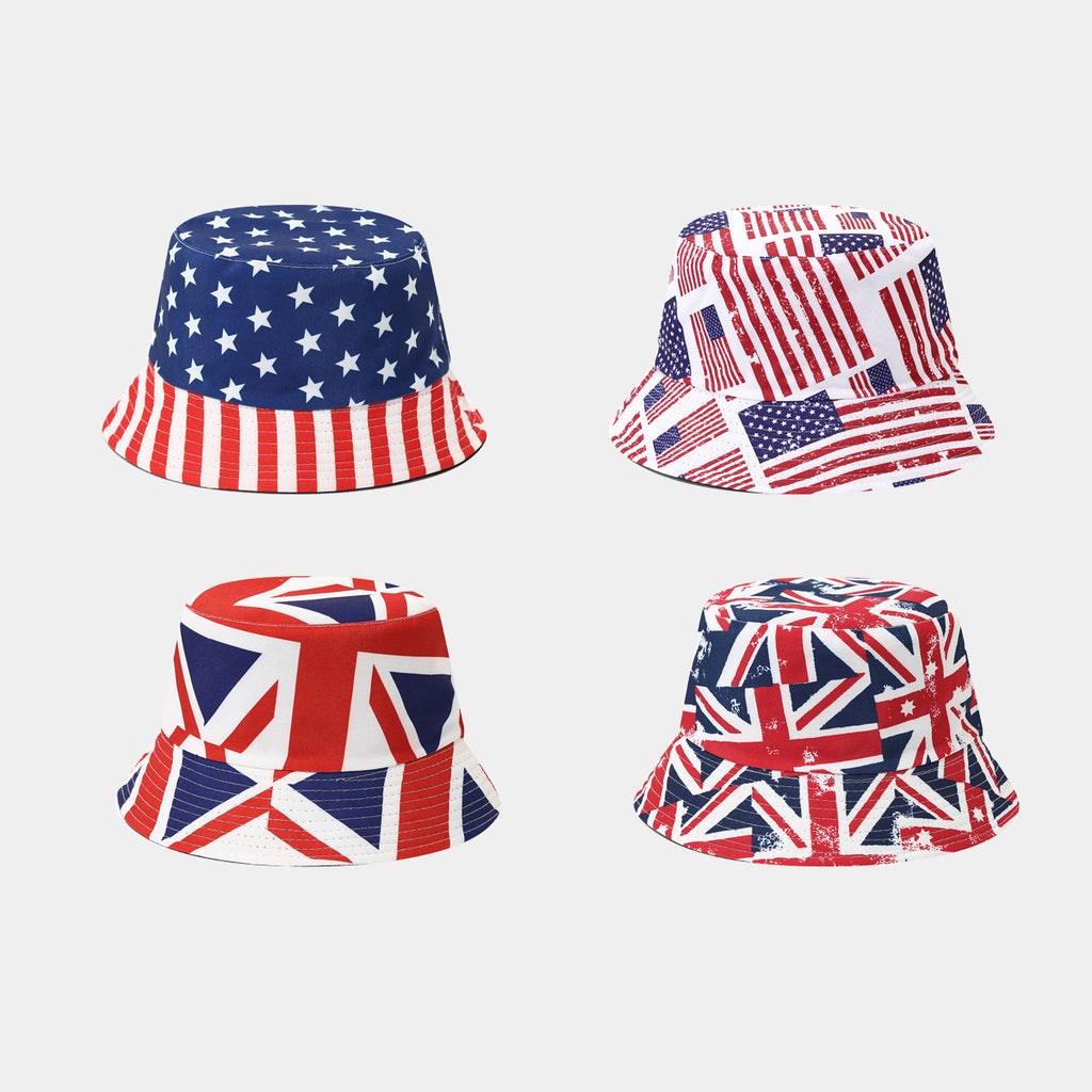 USA UK Flag Bucket Hat | 4-Design Patriotic Fisherman Cap