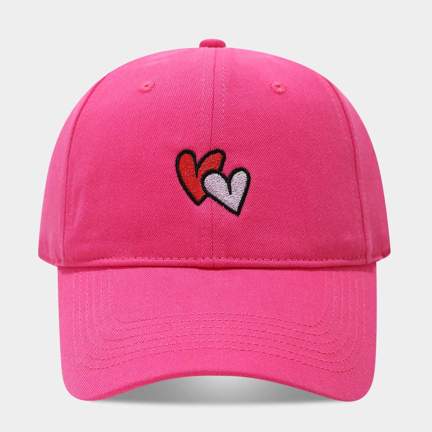 Double Heart Embroidered Washed Dad Cap | Cute Vintage Baseball Hat | Y2K Couple Cap