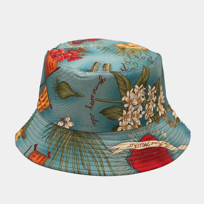 Byerclub Ocean & Plant Print Reversible Bucket Hat