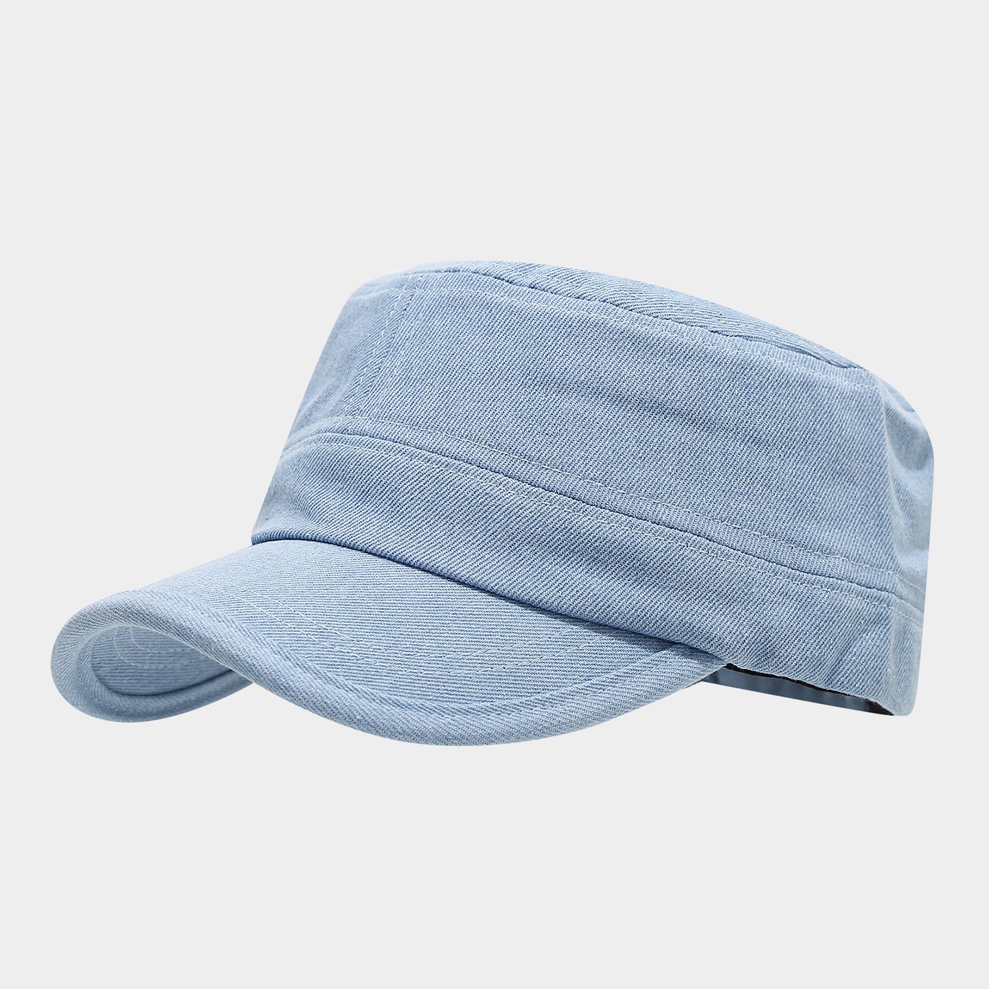 Denim Cadet Cap – Flat Top Military Hat for Men & Women | 4 Colors | Byerclub