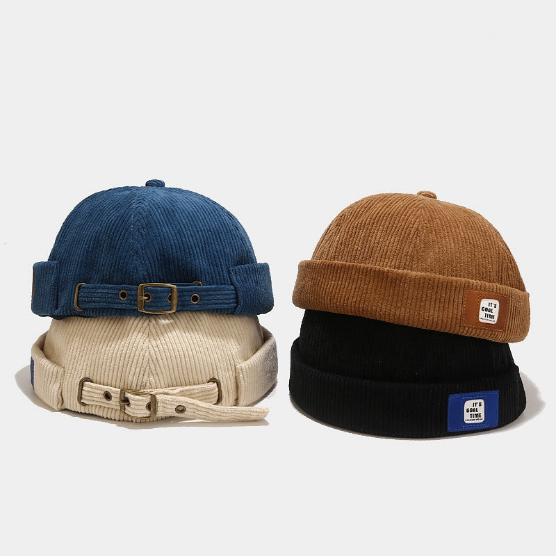 Vintage Corduroy Caps & Cuffed Beanies - Adjustable & Stylish Headwear for All Seasons