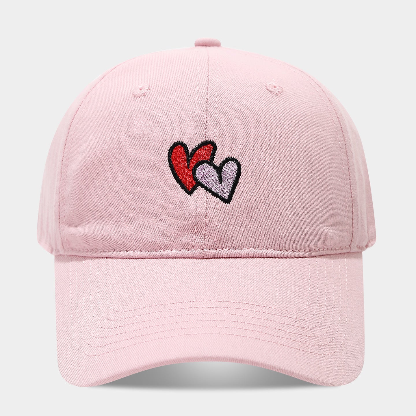 Double Heart Embroidered Washed Dad Cap | Cute Vintage Baseball Hat | Y2K Couple Cap