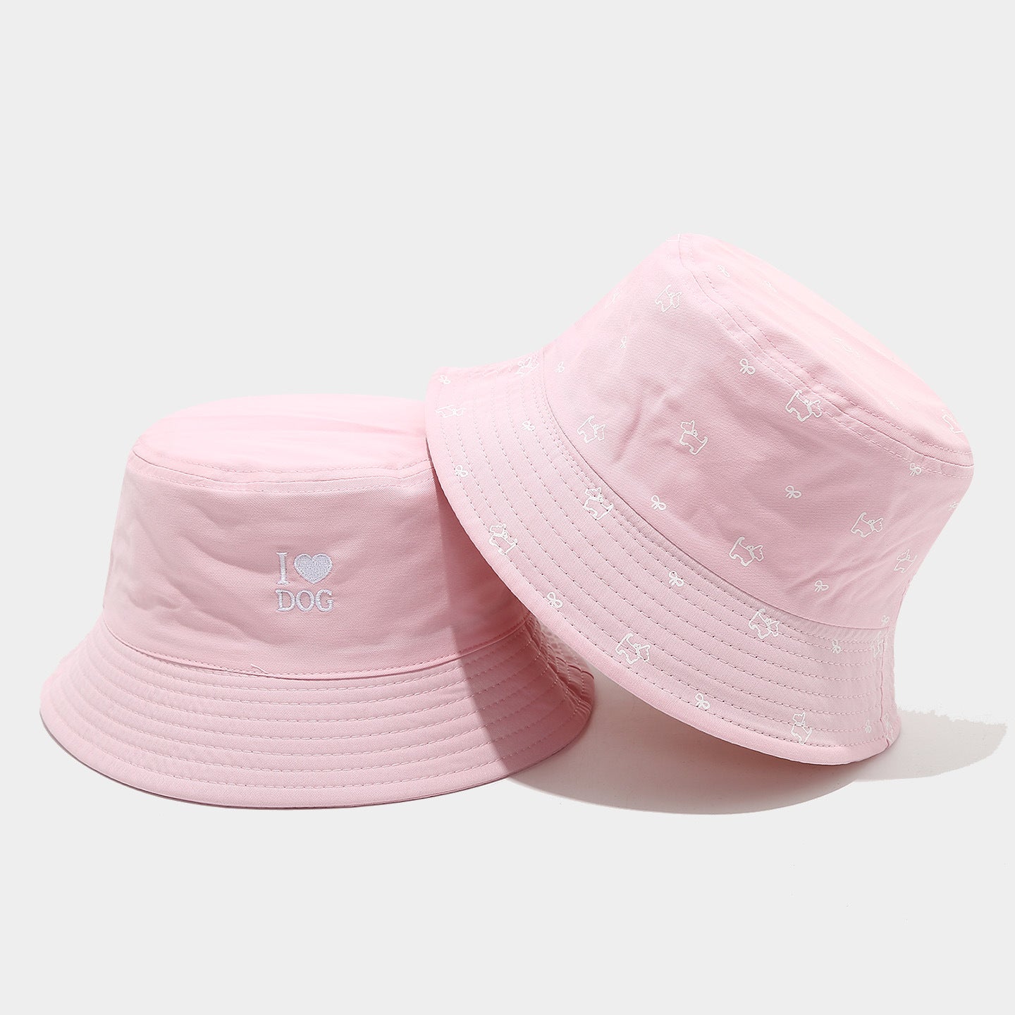 Reversible Dog Print Bucket Hat | I Love Dog Embroidery | 2-Sided Wear | Byerclub