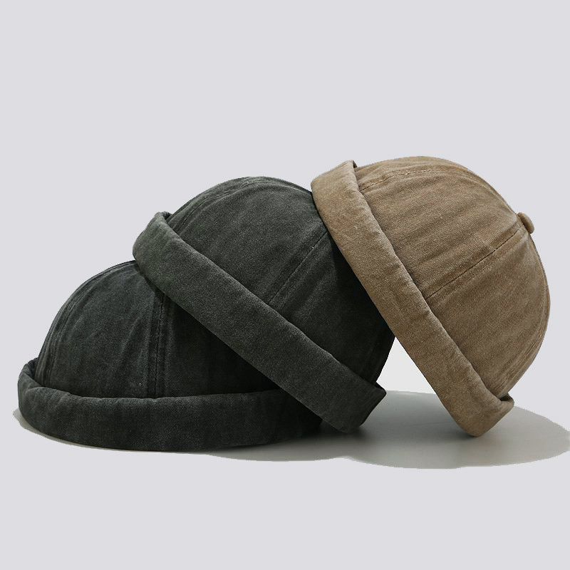 Vintage Washed Docker Cap | 4-Color Brimless Sailor Hat