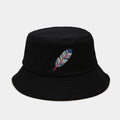 Feather Embroidery Bucket Hat | Reversible Fisherman Cap