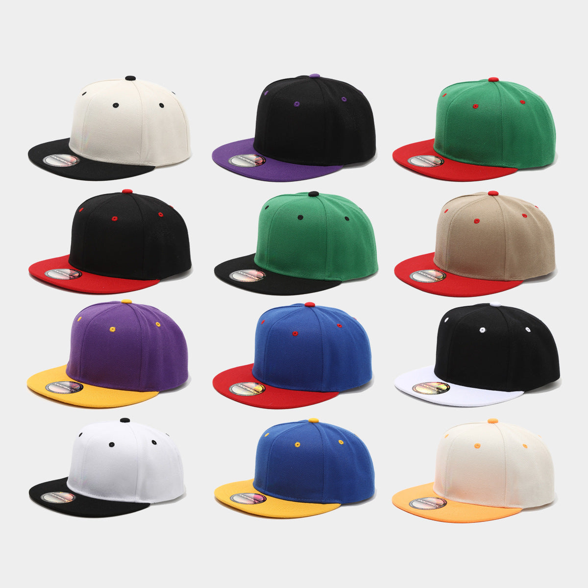 Classic Color Block Snapback Cap | Flat Brim Baseball Hat | Byerclub | Customizable