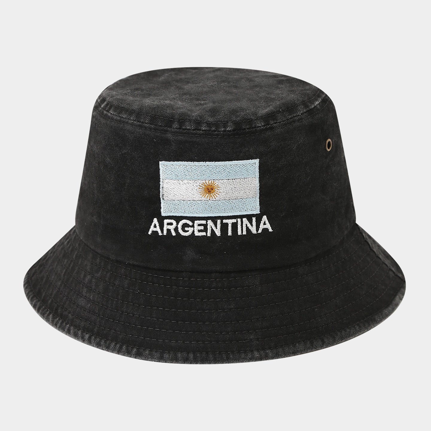 Vintage Flag Embroidery Bucket Hat | Washed Cotton Fisherman Cap | Byerclub