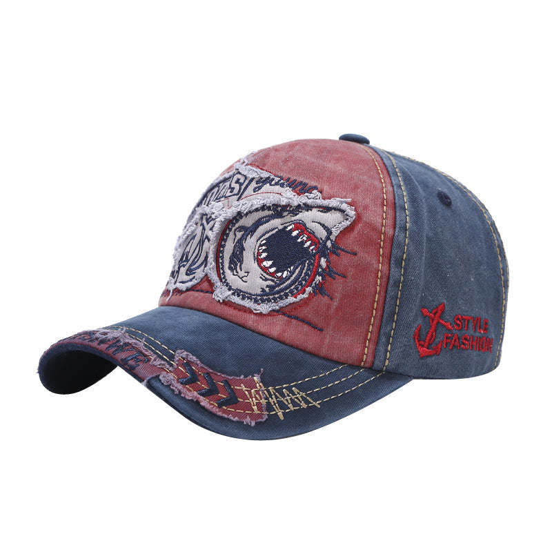 Byerclub Vintage Shark Embroidered Baseball Cap