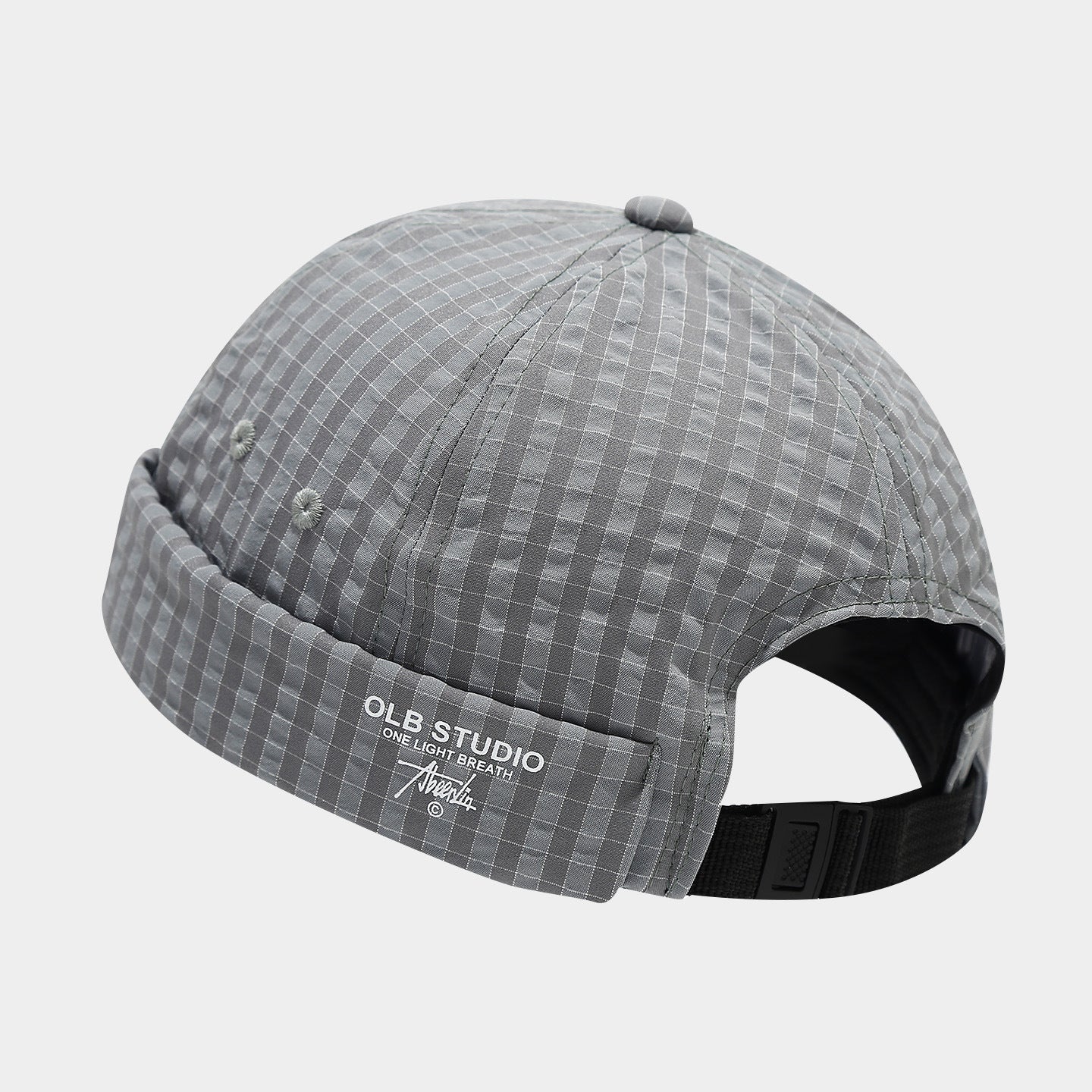Vintage Grid Docker Cap | Adjustable Buckle Brimless Hat | Streetwear Miki Cap