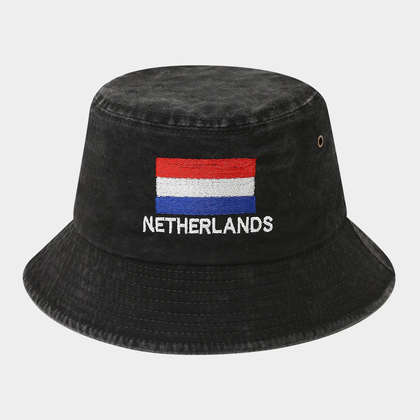 Vintage Flag Embroidery Bucket Hat | Washed Cotton Fisherman Cap | Byerclub