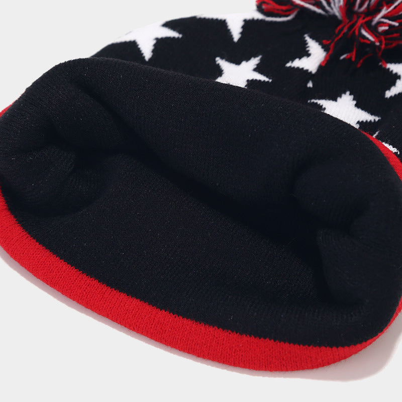 Obey Pom Beanie | Star Stripe Knit Winter Hat