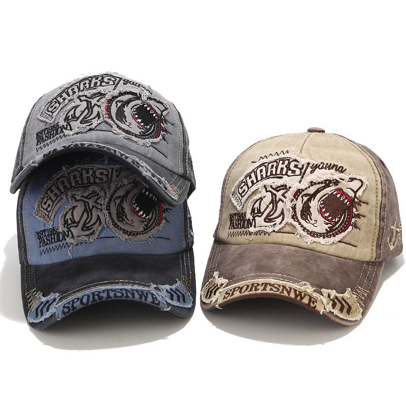 Byerclub Vintage Shark Embroidered Baseball Cap