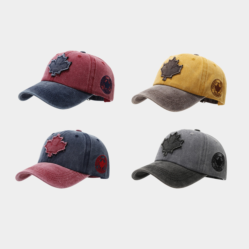 Vintage Distressed Maple Leaf Baseball Cap | Washed Cotton Adjustable Dad Hat