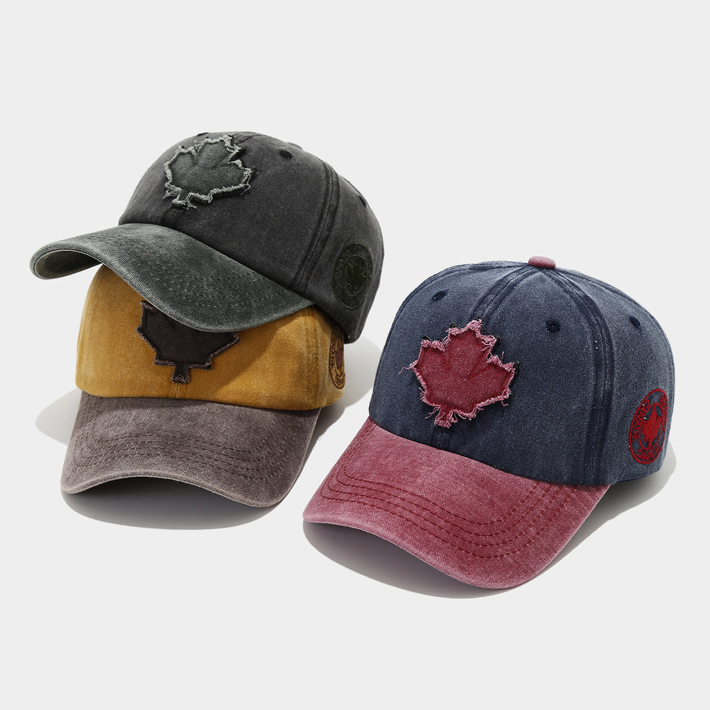 Vintage Distressed Maple Leaf Baseball Cap | Washed Cotton Adjustable Dad Hat