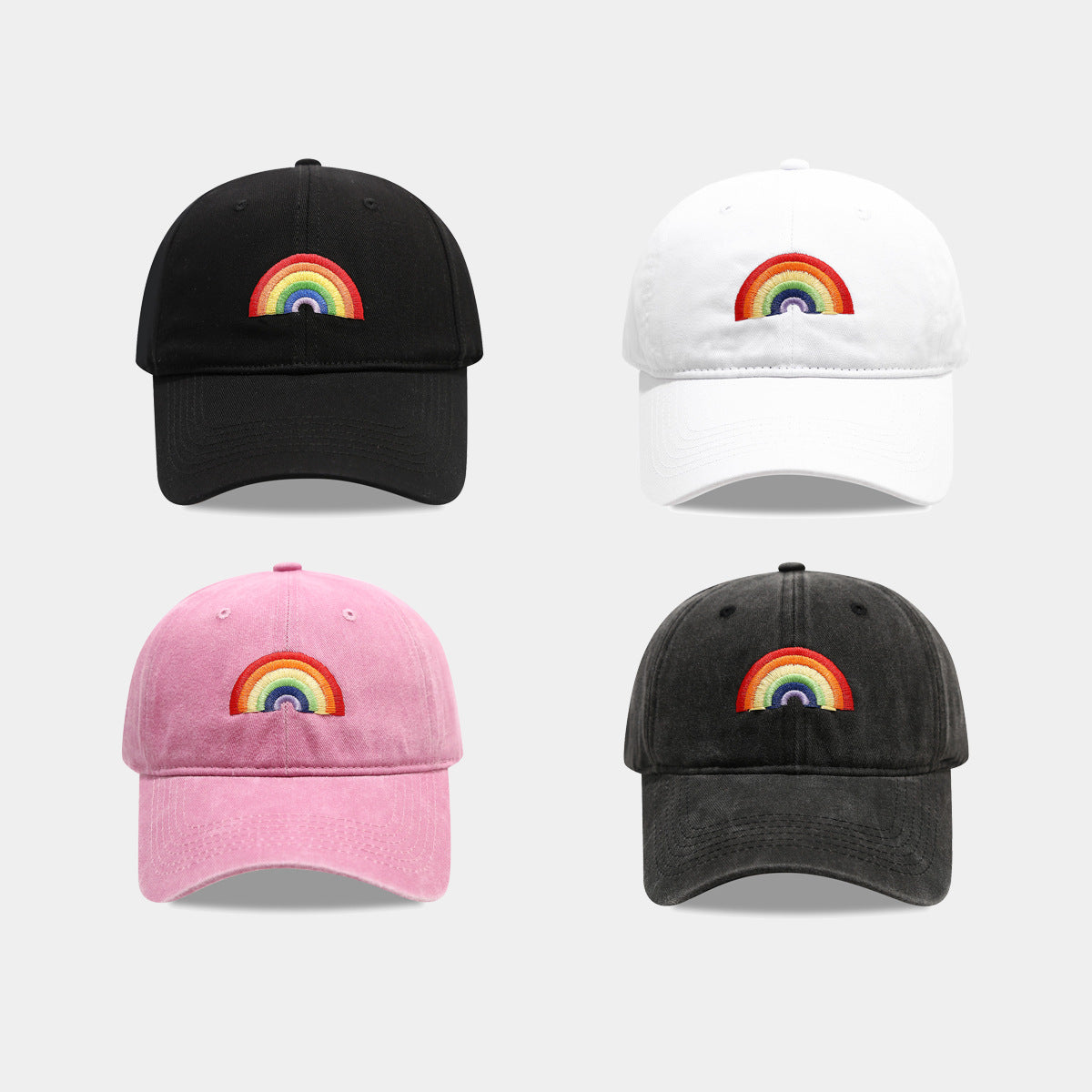 Rainbow Embroidered Cap | 4-Color Pride Dad Hat