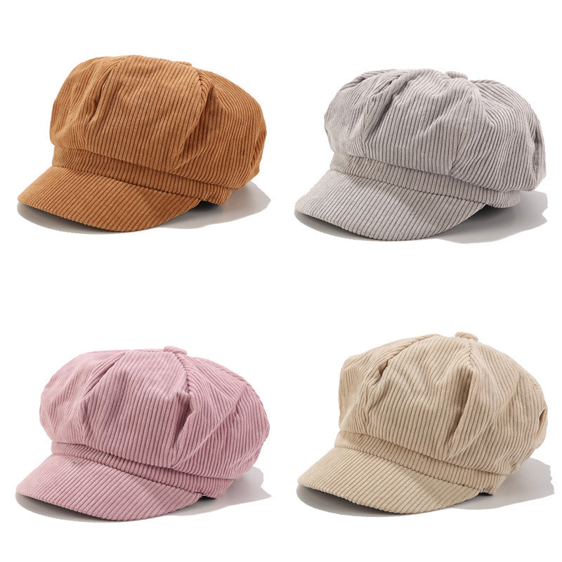 Corduroy Newsboy Cap | 4-Color Vintage Baker Boy Hat