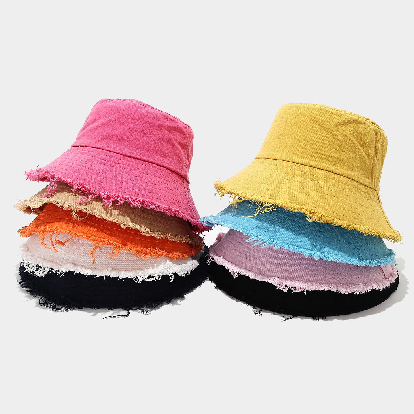 Distressed Frayed Bucket Hat | Washed Cotton Summer Cap | 9 Colors | Byerclub