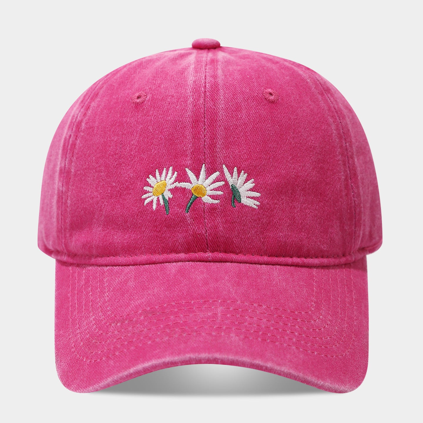 Daisy Embroidered Washed Dad Cap | Vintage Floral Baseball Hat | Cute Summer Cotton Cap