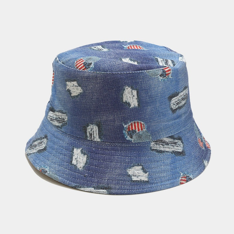 Byerclub Denim Graffiti Reversible Bucket Hat