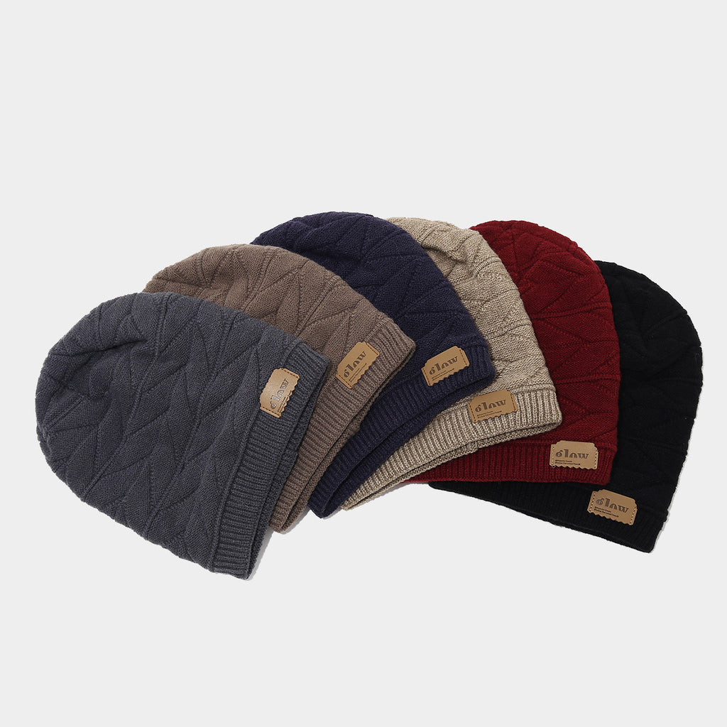 Byerclub Winter Knit Beanie for Men & Women | Warm Fleece-Lined Slouchy Hat with Leather Patch | 6 Colors