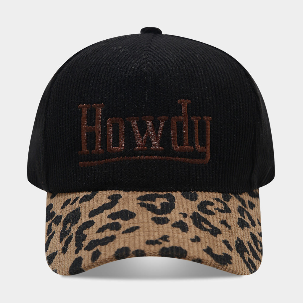 Byerclub Women's Howdy Corduroy Baseball Cap – Leopard Print Brim Western Cowgirl Hat in 3 Colors