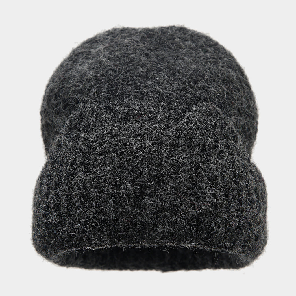 Byerclub Women's Fuzzy Mohair-Blend Rib Knit Beanie – Chunky Brushed Winter Hat with Rolled Cuff in 4 Colors