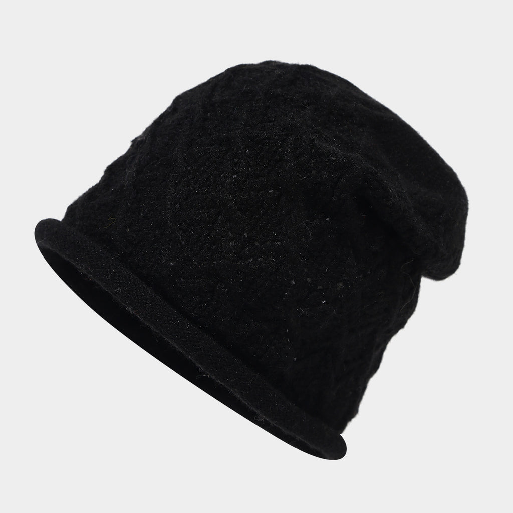 Byerclub Women's Wool Blend Cable Knit Beanie with Rolled Cuff – Warm Slouchy Winter Hat in 6 Colors