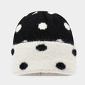 Byerclub Women's Fuzzy Polka Dot Beanie – Color Block Dot Knit Winter Hat with Rolled Cuff in 6 Colors