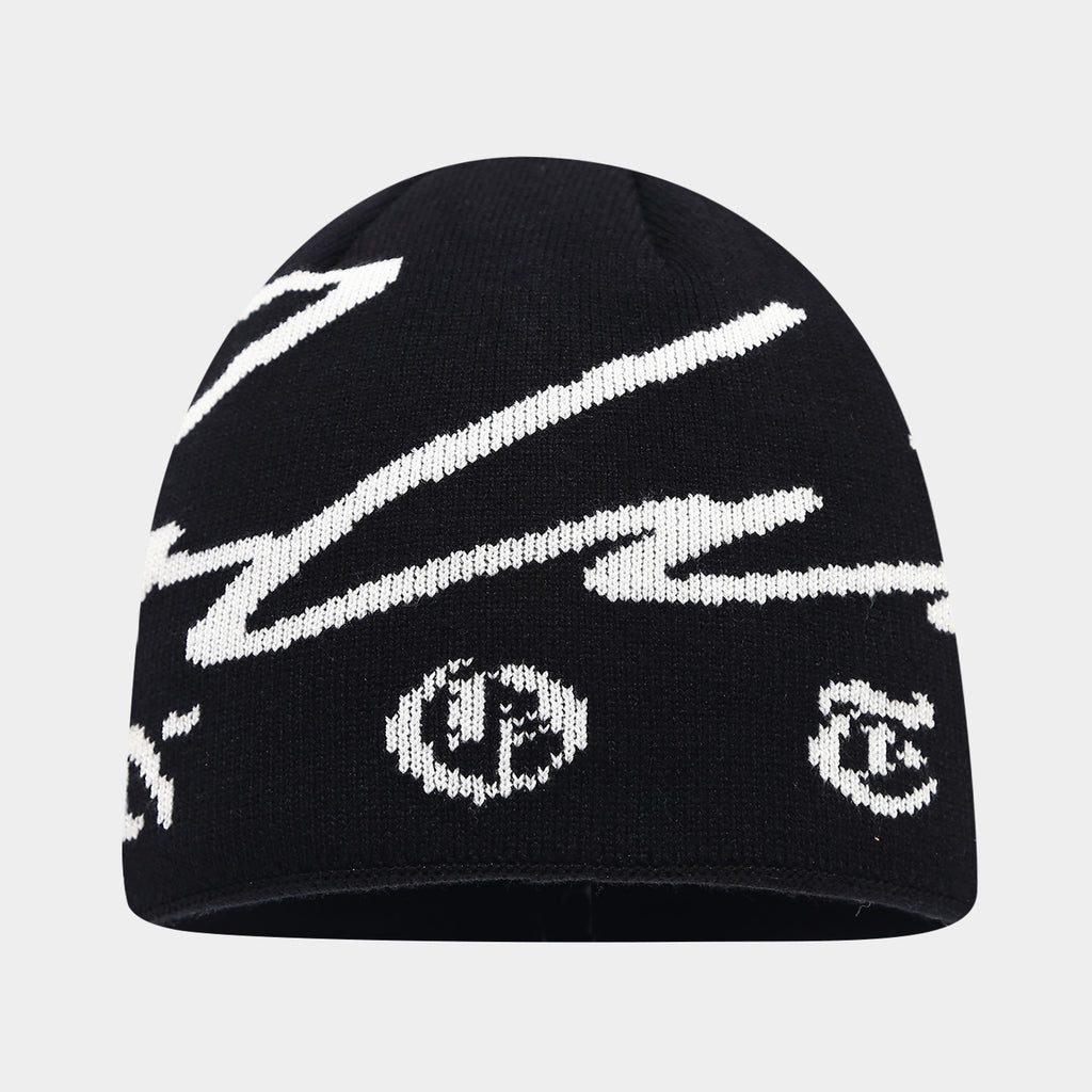Signature Script Knit Beanie – Cozy Jacquard Winter Hat by Byerclub