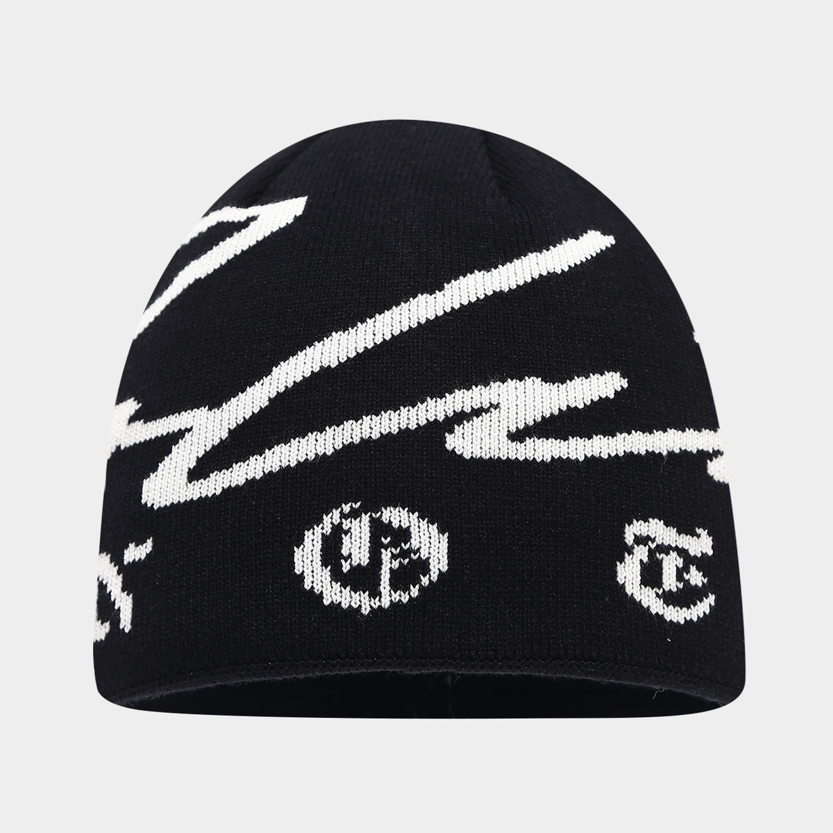 Signature Script Knit Beanie – Cozy Jacquard Winter Hat by Byerclub