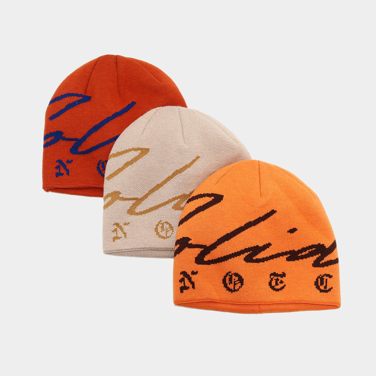 Signature Script Knit Beanie – Cozy Jacquard Winter Hat by Byerclub