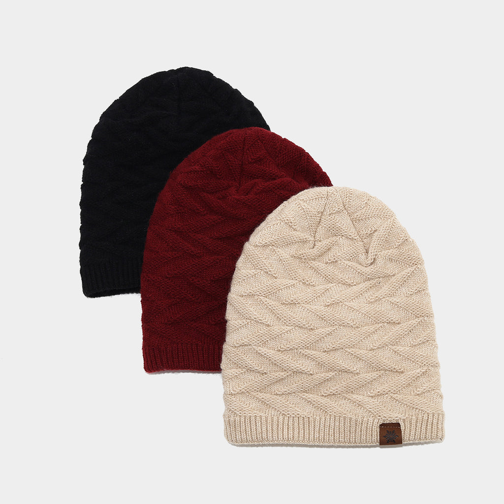 Chunky Cable Knit Fleece-Lined Slouchy Beanie – Winter Hat by Byerclub
