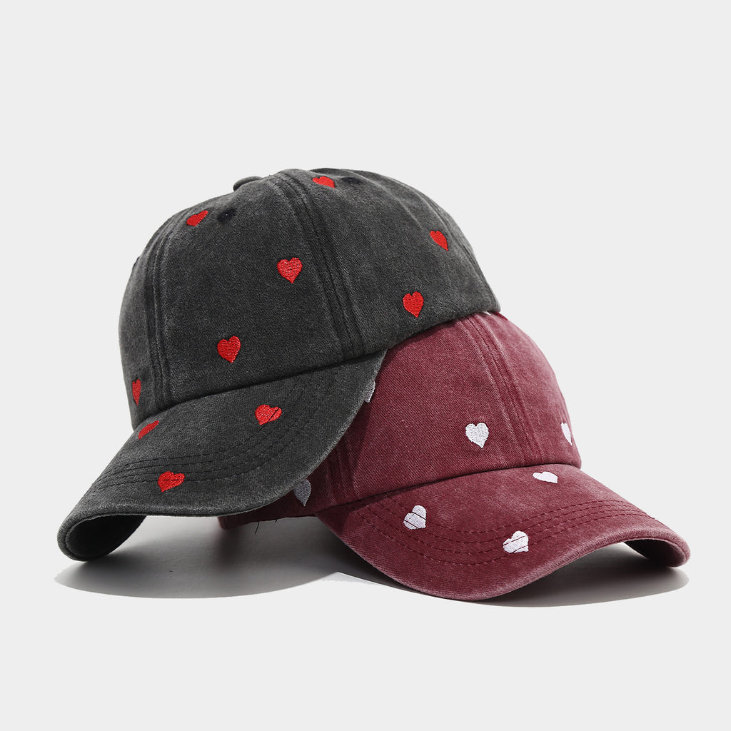 Byerclub Women's Heart Embroidered Baseball Cap – Washed Cotton Adjustable Dad Hat in 6 Colors