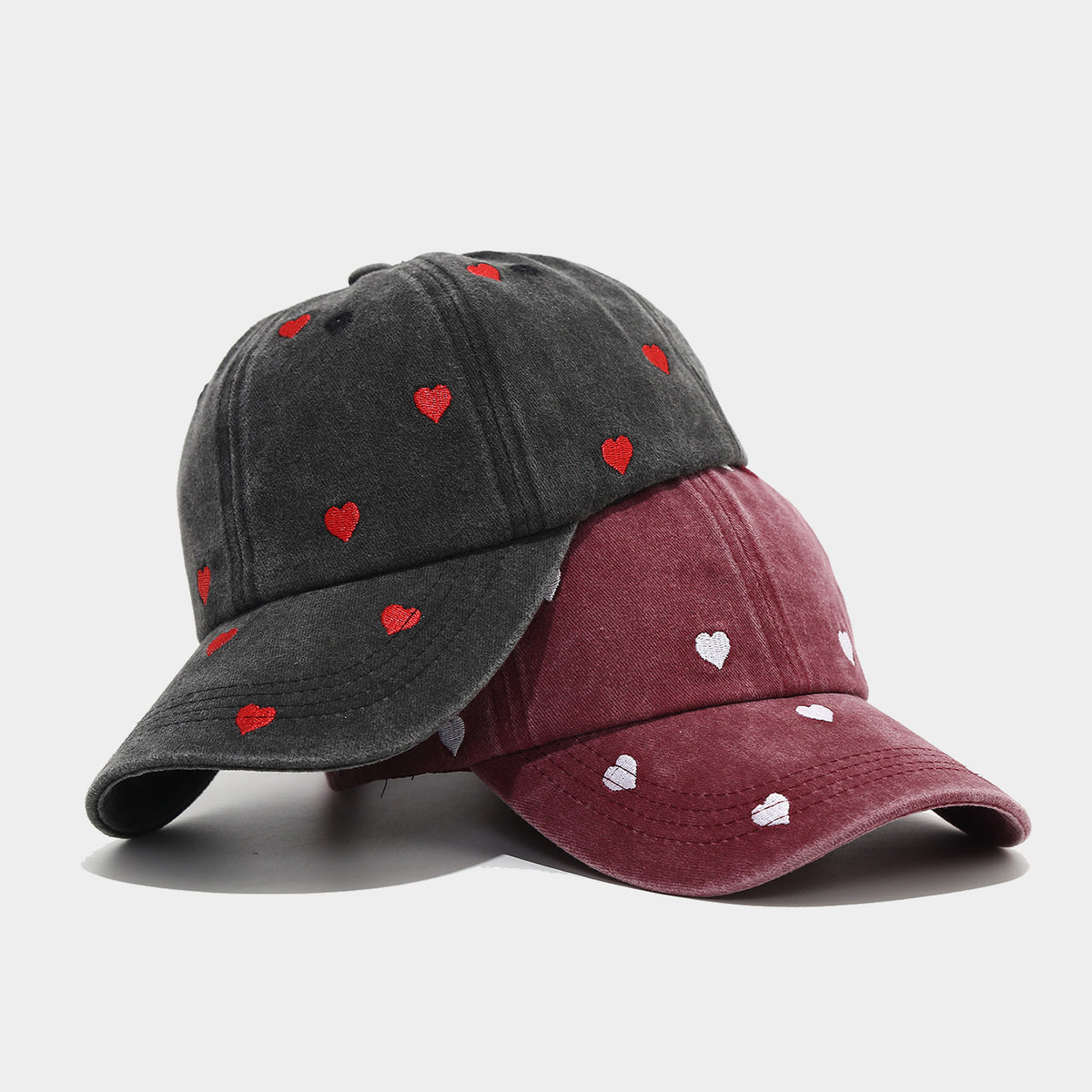 Byerclub Women's Heart Embroidered Baseball Cap – Washed Cotton Adjustable Dad Hat in 6 Colors
