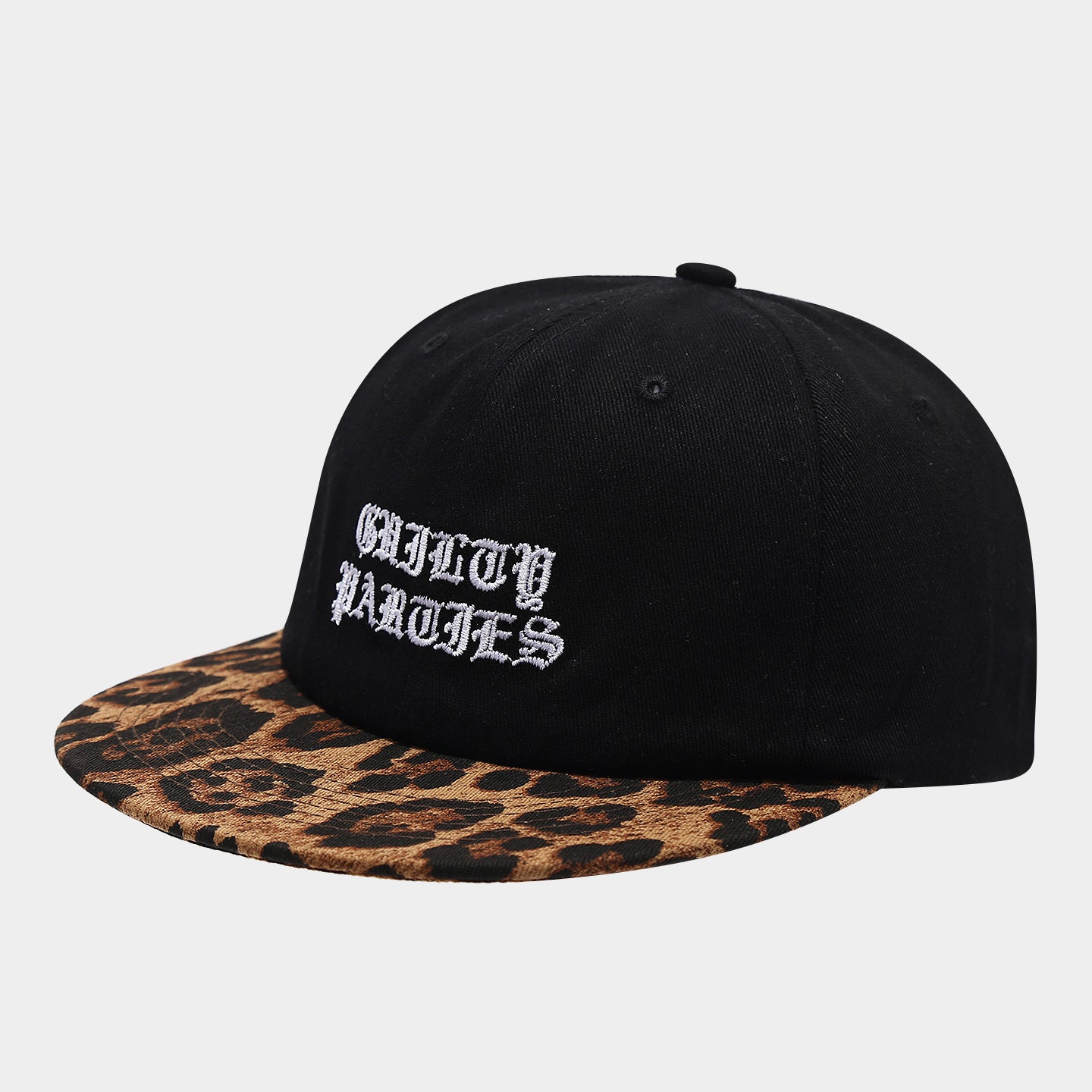 Leopard Brim Snapback Cap | Gothic Embroidery Streetwear Hat | Byerclub
