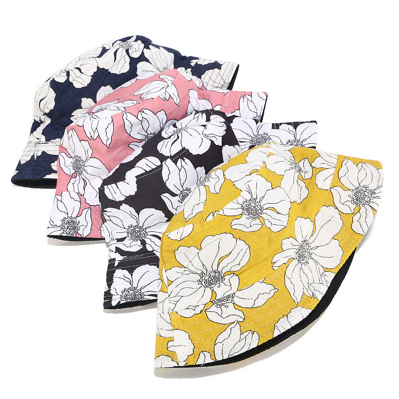 Floral Line Art Bucket Hat | 4-Color Reversible Fisherman Cap