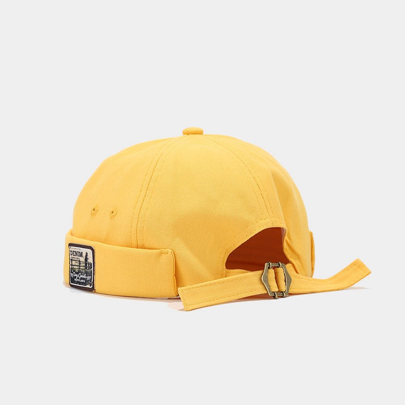 Vintage Cotton Docker Caps with Adjustable Buckle Strap - Stylish Unisex Headwear