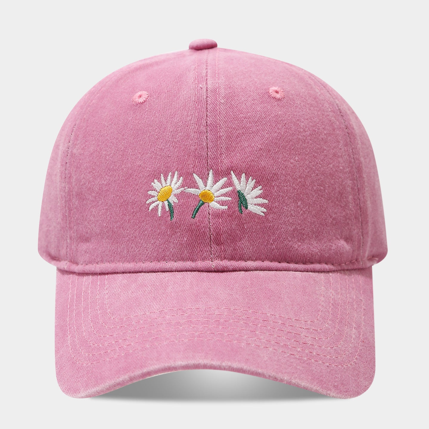 Daisy Embroidered Washed Dad Cap | Vintage Floral Baseball Hat | Cute Summer Cotton Cap