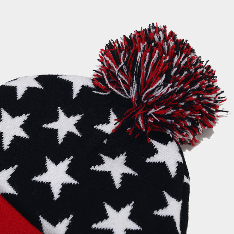 Obey Pom Beanie | Star Stripe Knit Winter Hat