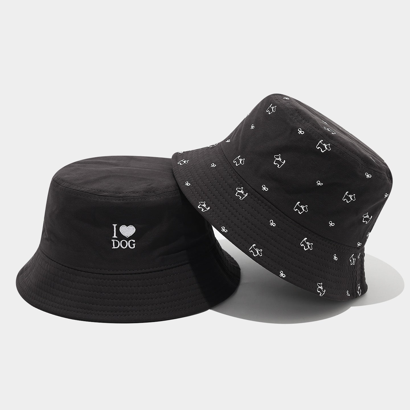 Reversible Dog Print Bucket Hat | I Love Dog Embroidery | 2-Sided Wear | Byerclub